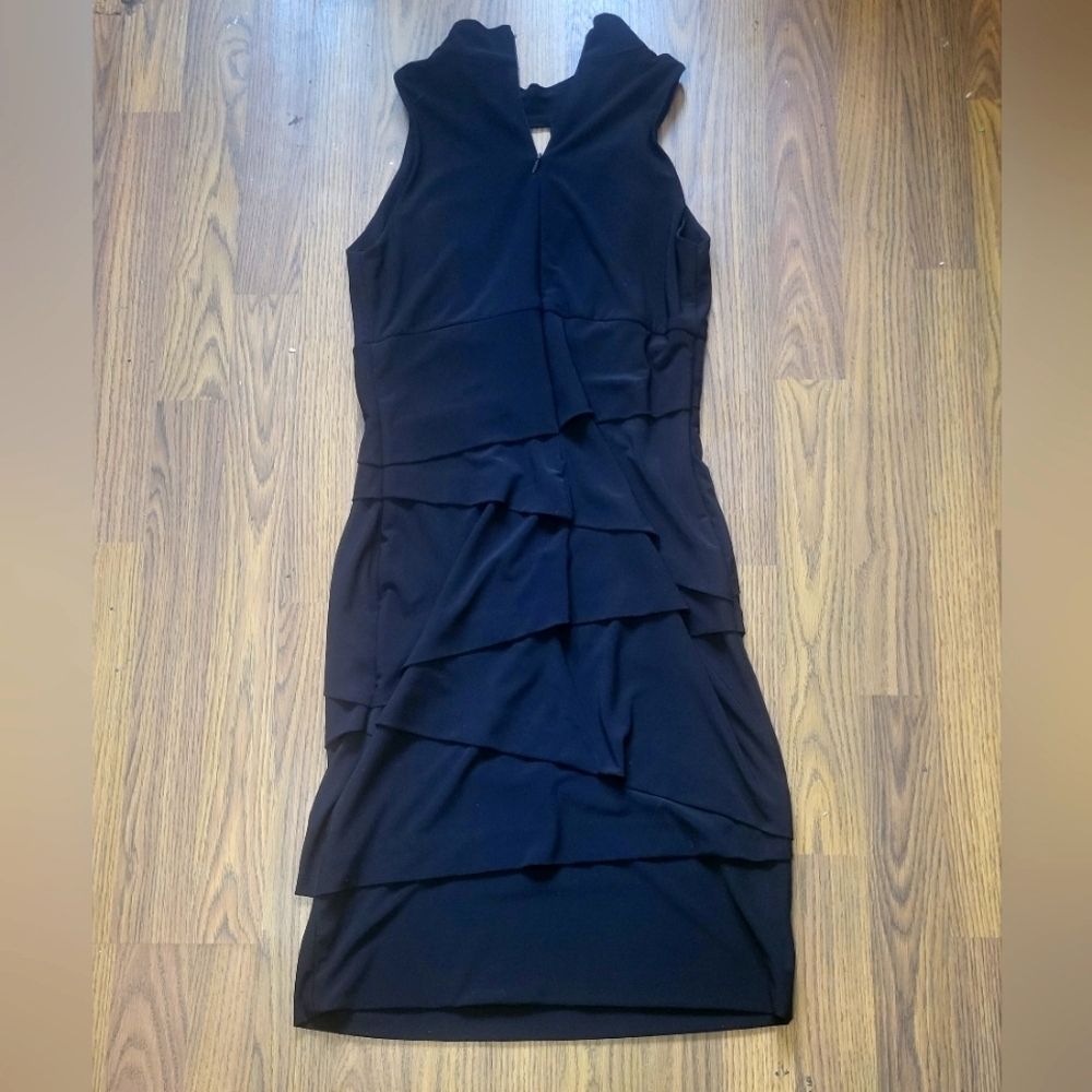 Joseph Ribkoff Black Sleeveless Layered Dress Elegant & Chic Size 6 Canada Made